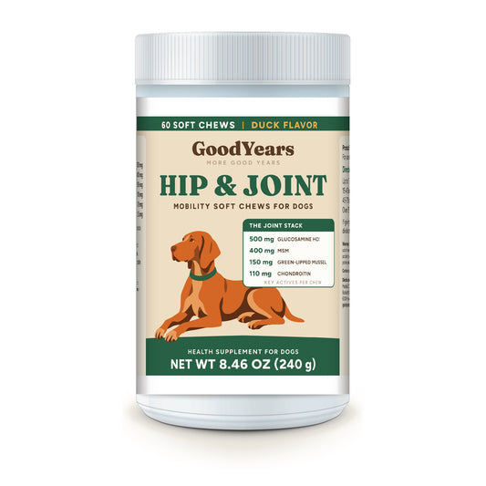 GoodYears Hip & Joint Mobility Soft Chews jar, 60 chews, duck flavor